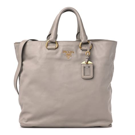 PRADA Soft Calfskin Shopping Tote Pomice